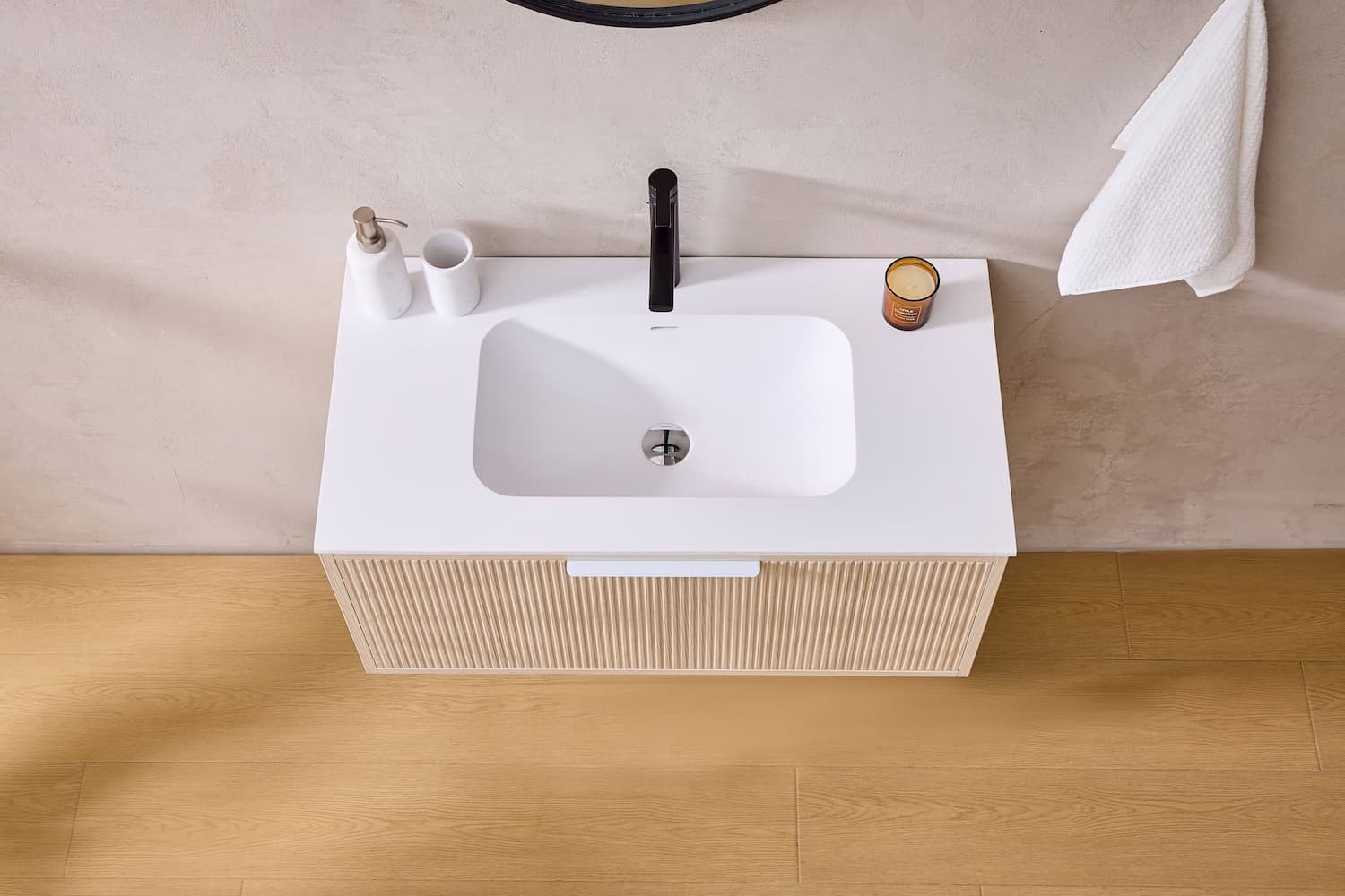 Lukka Kliff Coastal Oak Fluted Wall Hung Bathroom Vanity (600mm - 1500mm)