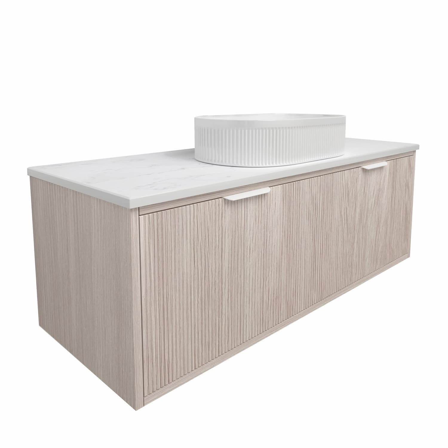 Lukka Kliff Coastal Oak Fluted Wall Hung Bathroom Vanity (600mm - 1500mm)