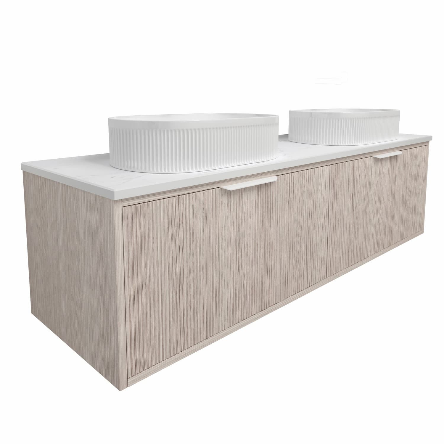 Lukka Kliff Coastal Oak Fluted Wall Hung Bathroom Vanity (600mm - 1500mm)
