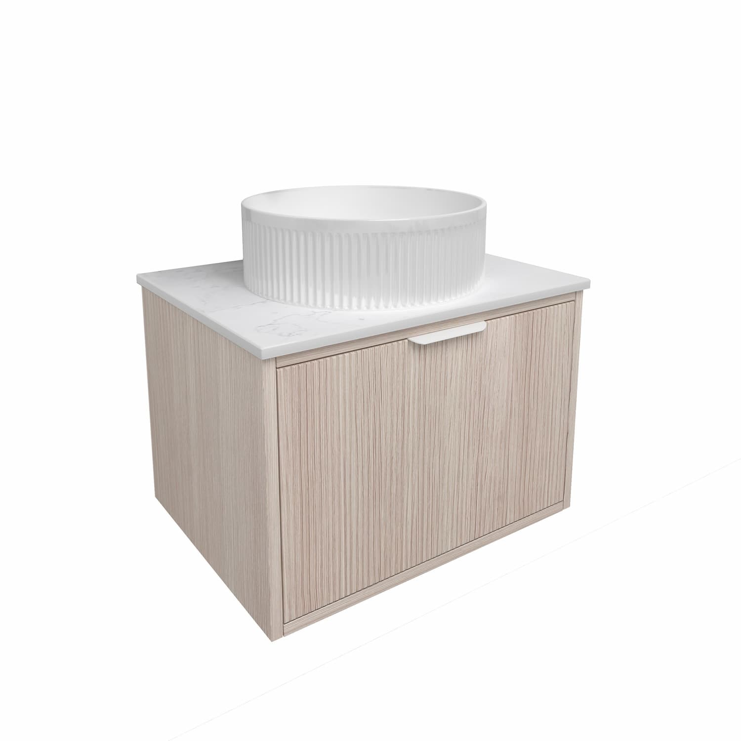 Lukka Kliff Coastal Oak Fluted Wall Hung Bathroom Vanity (600mm - 1500mm)