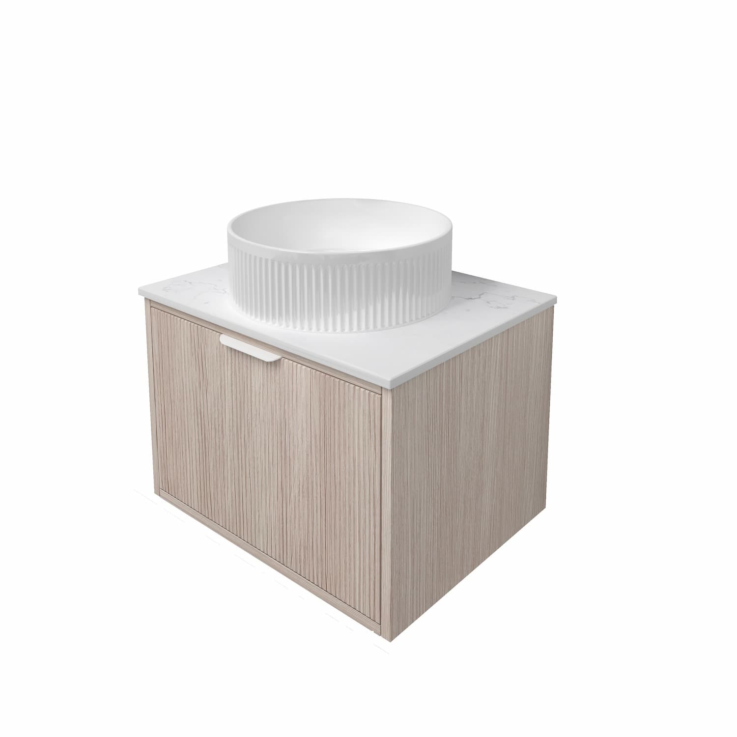 Lukka Kliff Coastal Oak Fluted Wall Hung Bathroom Vanity (600mm - 1500mm)