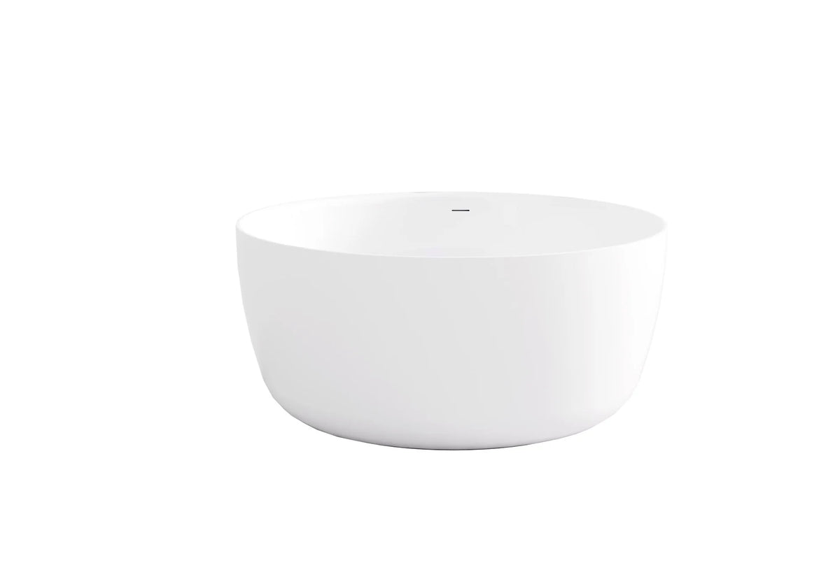 Lukka Olley 1350mm round freestanding acrylic bath front view