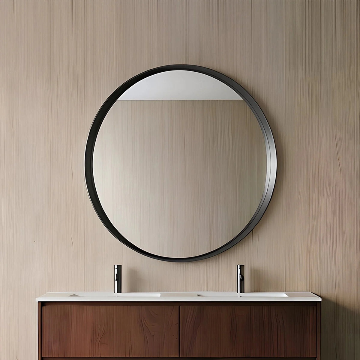 Lukka Orbis framed round bathroom mirror – LK FM900 GM1