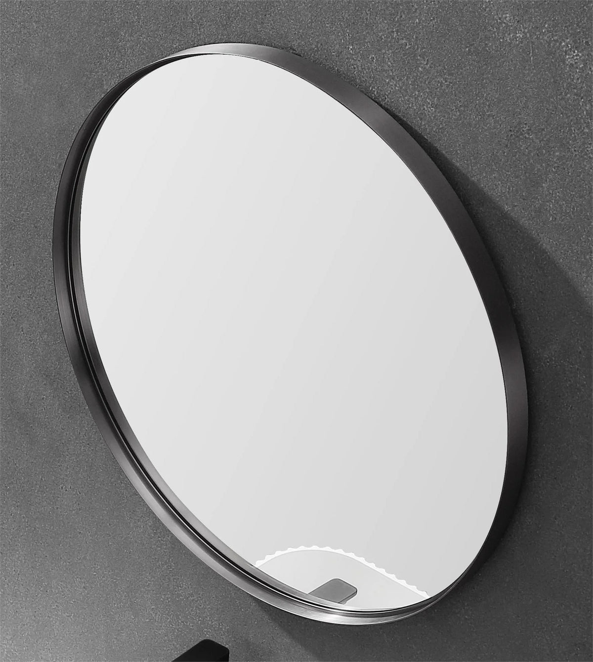 Lukka Orbis framed round bathroom mirror – Orbis Gun Metal