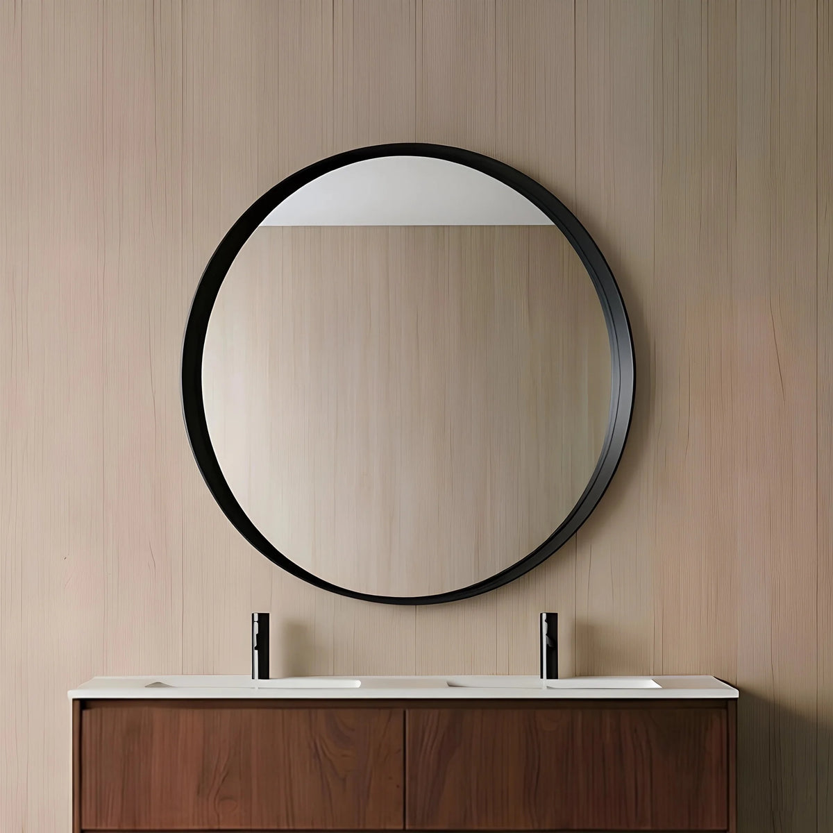 Lukka Orbis framed round bathroom mirror – LK FM900 MB