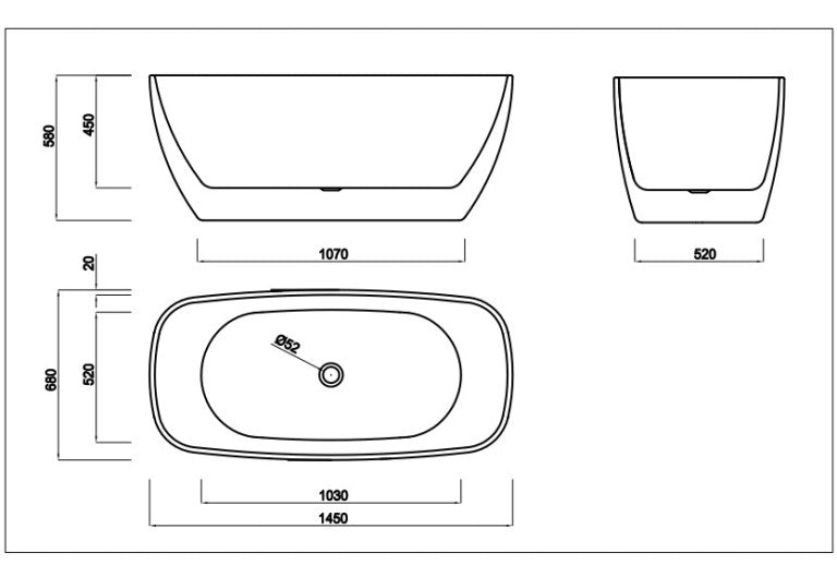 Lukka Orta acrylic bathtub product view 3