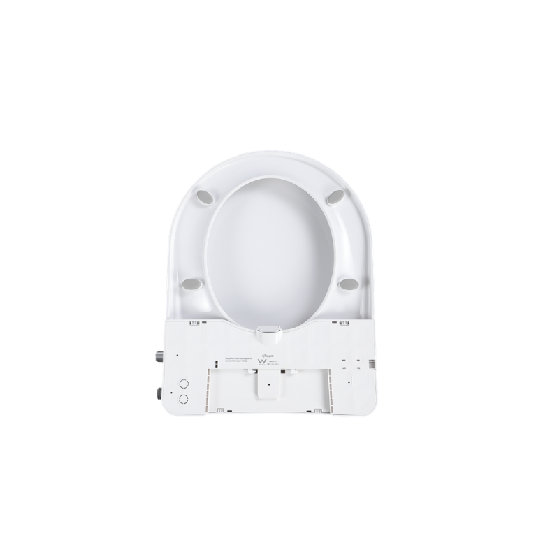 Underside view of Lukka Procida bidet seat showing dual nozzles
