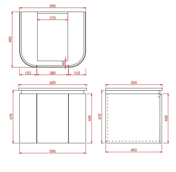 Lukka Ravello 600mm Sandy Oak plywood wall hung vanity dimensions drawing; top and basin sold separately