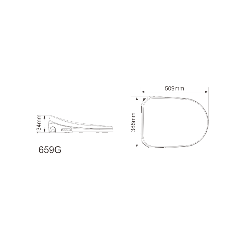Technical dimensions and fitting guide for Lukka Rocca bidet seat