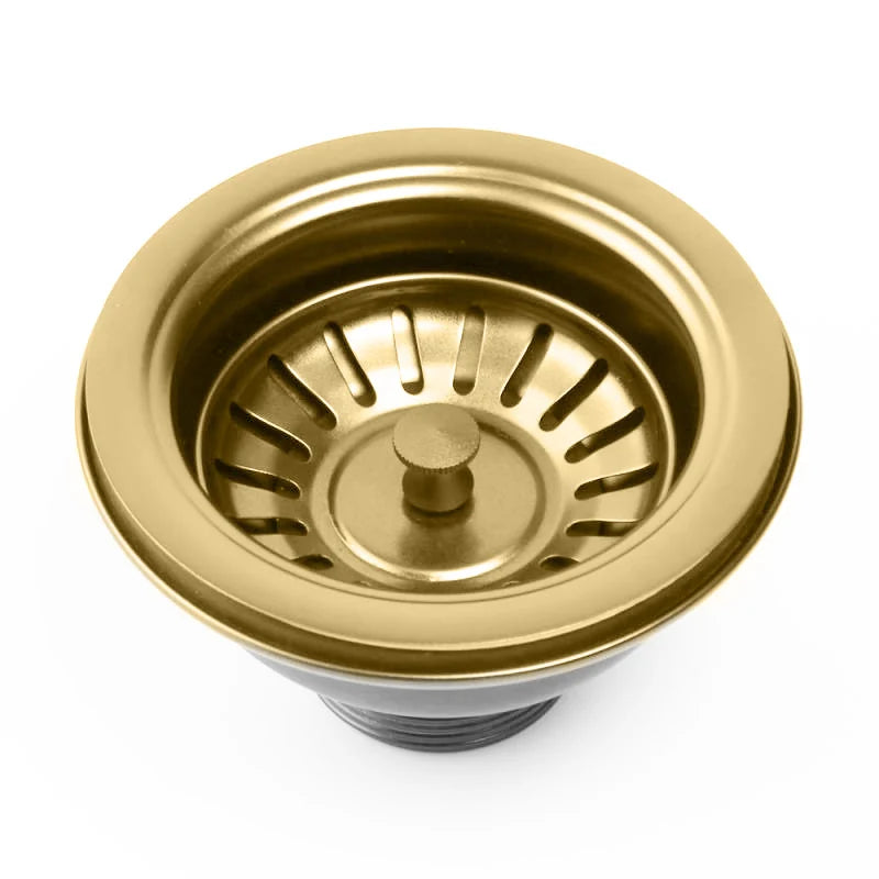 Lukka sink waste in Brushed Gold finish, complete waste assembly