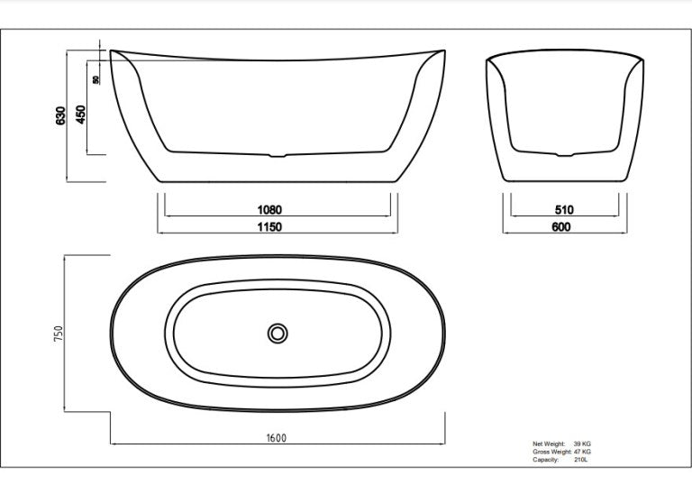 Lukka Valla Vl acrylic bathtub product view 5