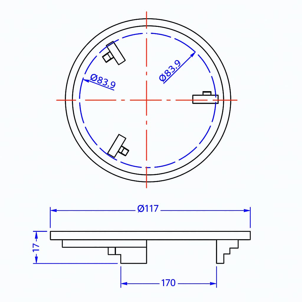 Nova Sink Waste Cap Dimension Drawing Ø117mm