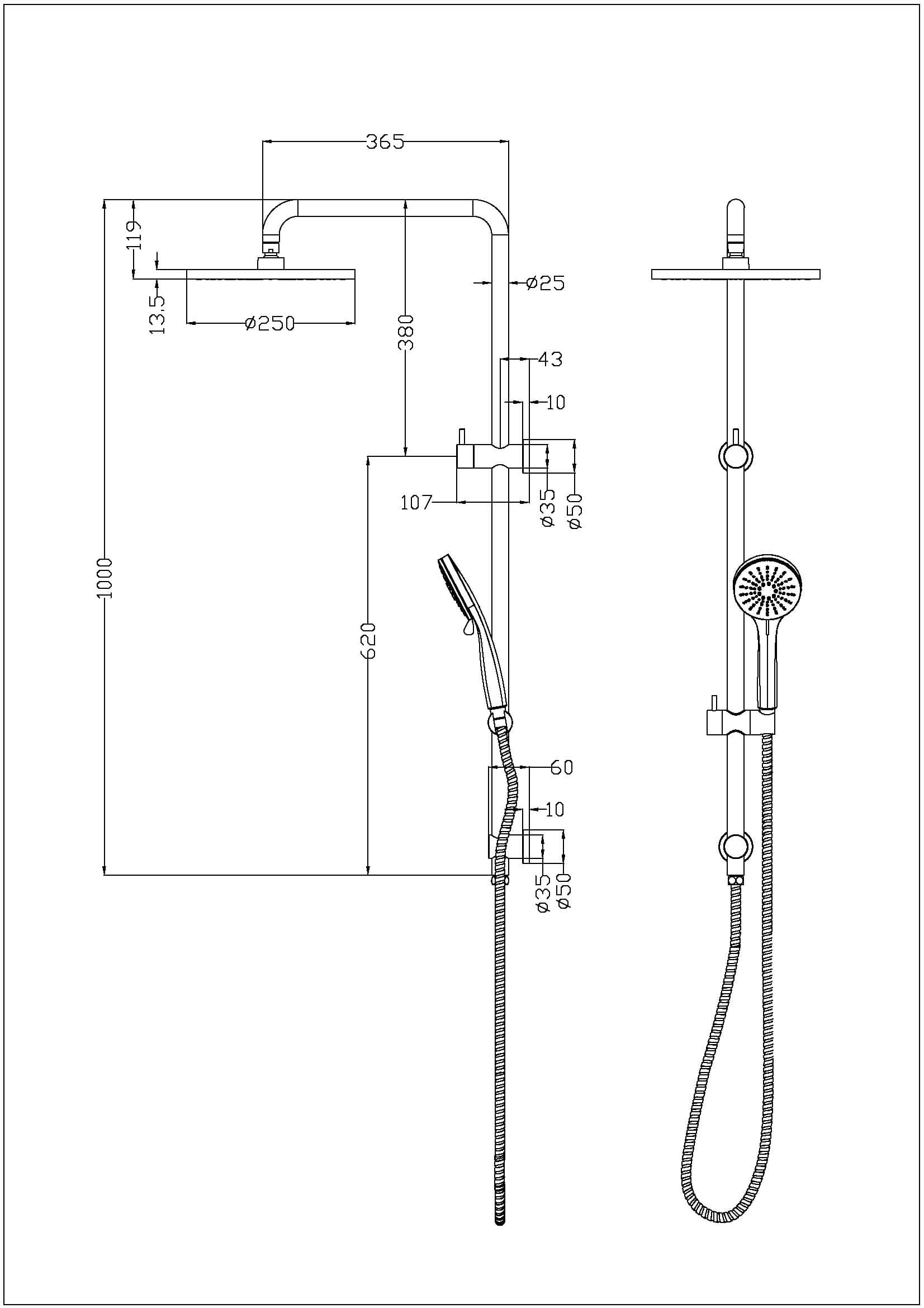 ACL Otus Multi-Function Shower Set | Chrome, Brushed Nickel, Gun Metal, Matt Black, Brushed Gold, Stainless Steel, Brushed Copper