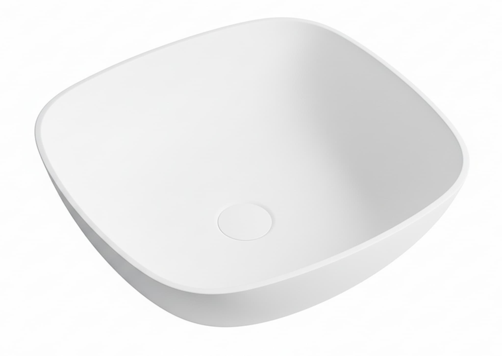 Perry Solid Surface Above Counter Basin in Matt White 400×400×140 mm