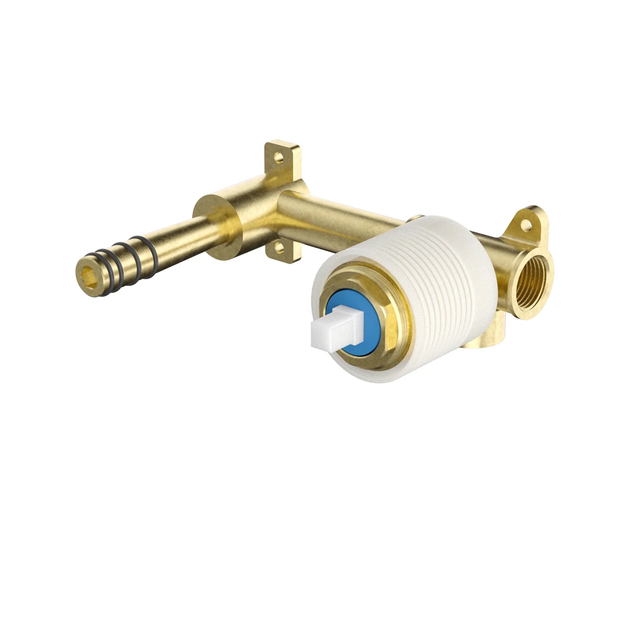 Brass bathroom mixer valve with white plastic housing, modern tapware by Secasa Home