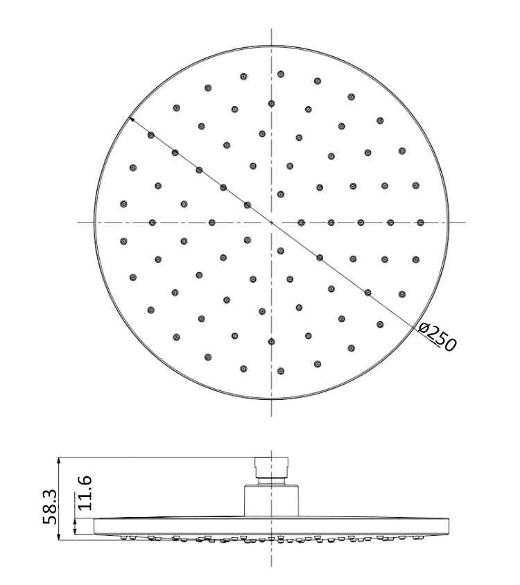 ACL Round Otus Shower Head 250mm | Chrome, Brushed Nickel, Gun Metal, Matt Black, Brushed Gold