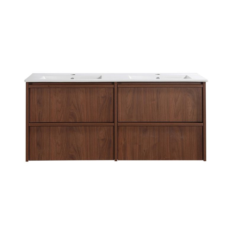 Lukka Ridgewood 1200mm Modern Wall Hung Plywood Vanity Cabinet in Mocha Oak Woodmatt finish