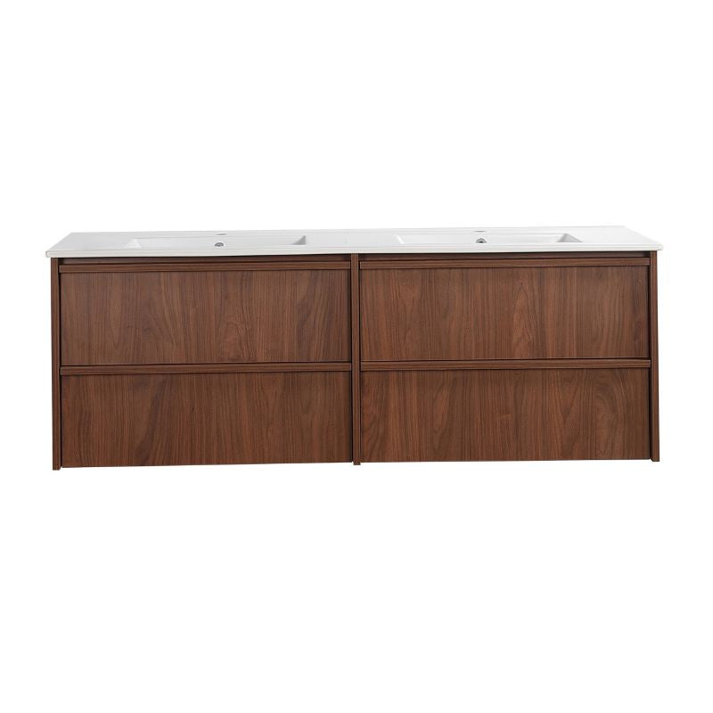 Lukka Ridgewood 1500mm Modern Wall Hung Plywood Vanity Cabinet in Mocha Oak Woodmatt finish