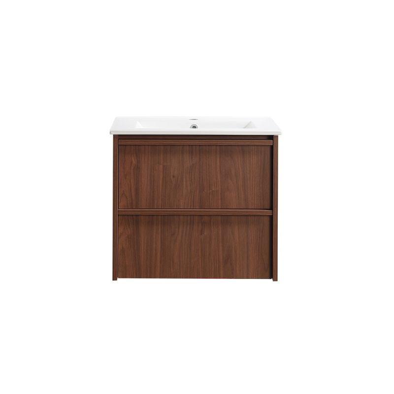 Lukka Ridgewood 600mm Modern Wall Hung Plywood Vanity Cabinet in Mocha Oak Woodmatt finish