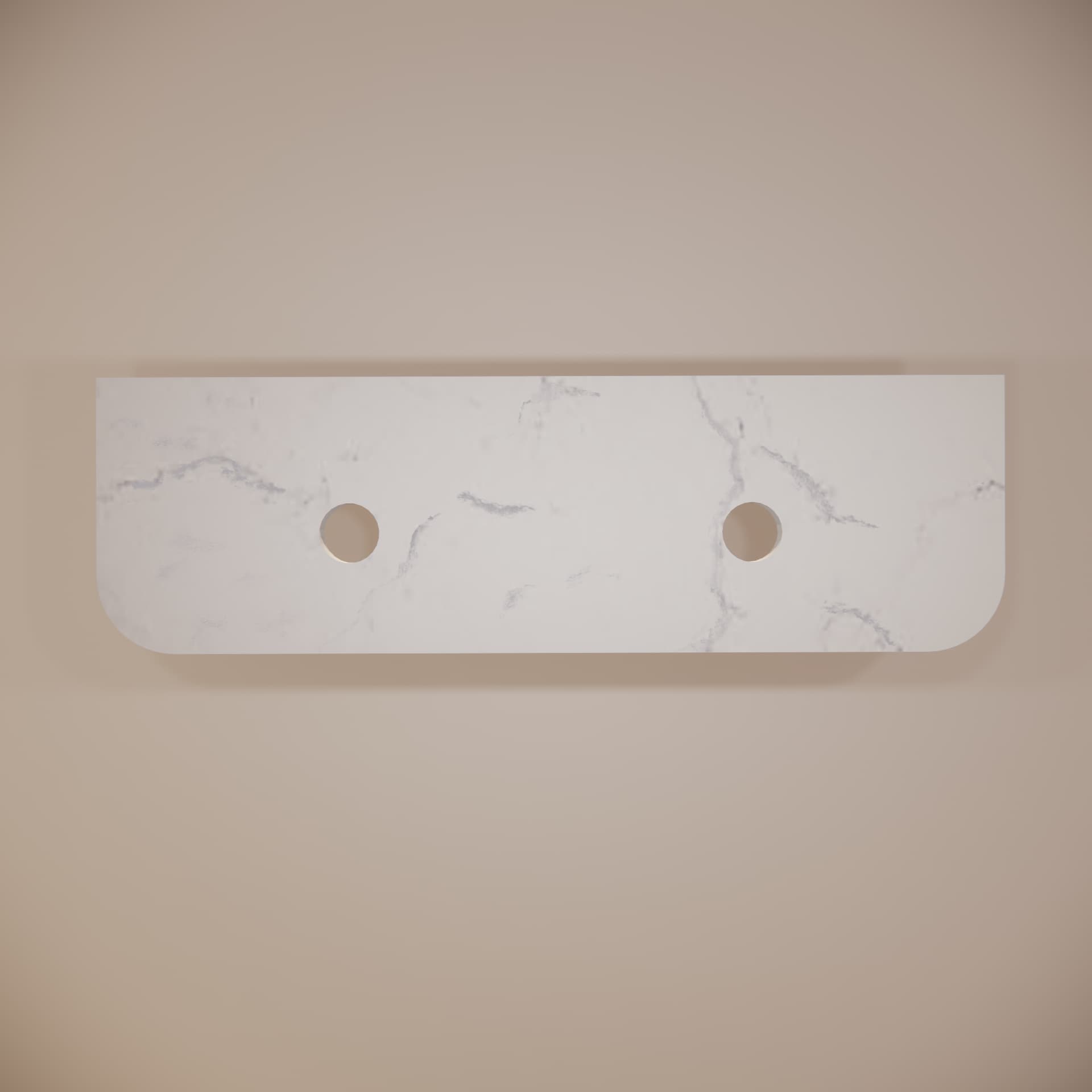 Riva White Carrara Curved Stone Top 20mm Zero Silica Radius Corners 1500mm Double