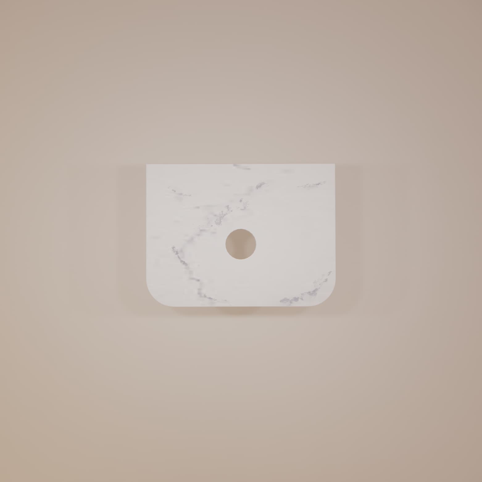 Riva White Carrara Curved Stone Top 20mm Zero Silica Radius Corners 600mm