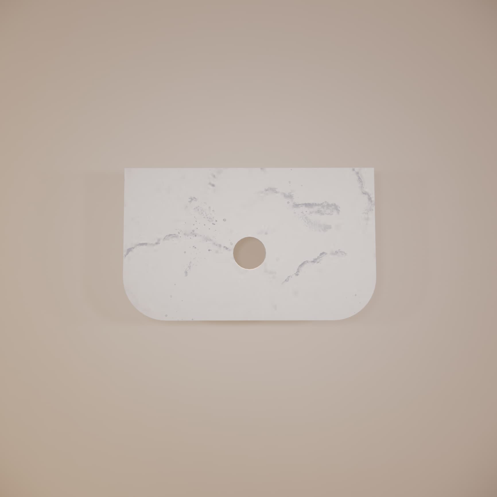 Riva White Carrara Curved Stone Top 20mm Zero Silica Radius Corners 750mm