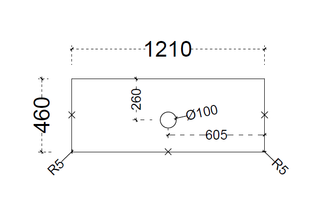Riva Stone Top 1210mm Single Waste Dimension Diagram