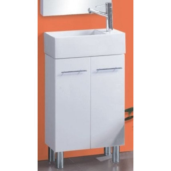 ROMA Gloss White 480*240*900mm Freestanding Mini Bathroom Vanity with China Top