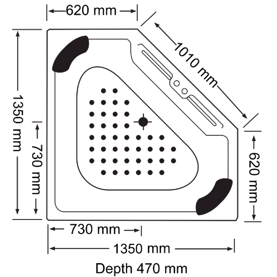 Broadway Villena  Drop in Corner  6/10/14 Jets Acrylic Spa Bathtub 1350x1350x470mm