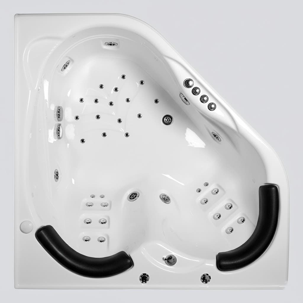 Interior view of the Sapphira spa bath showing extra large soft cushioned headrests, armrests, and recessed jets.
