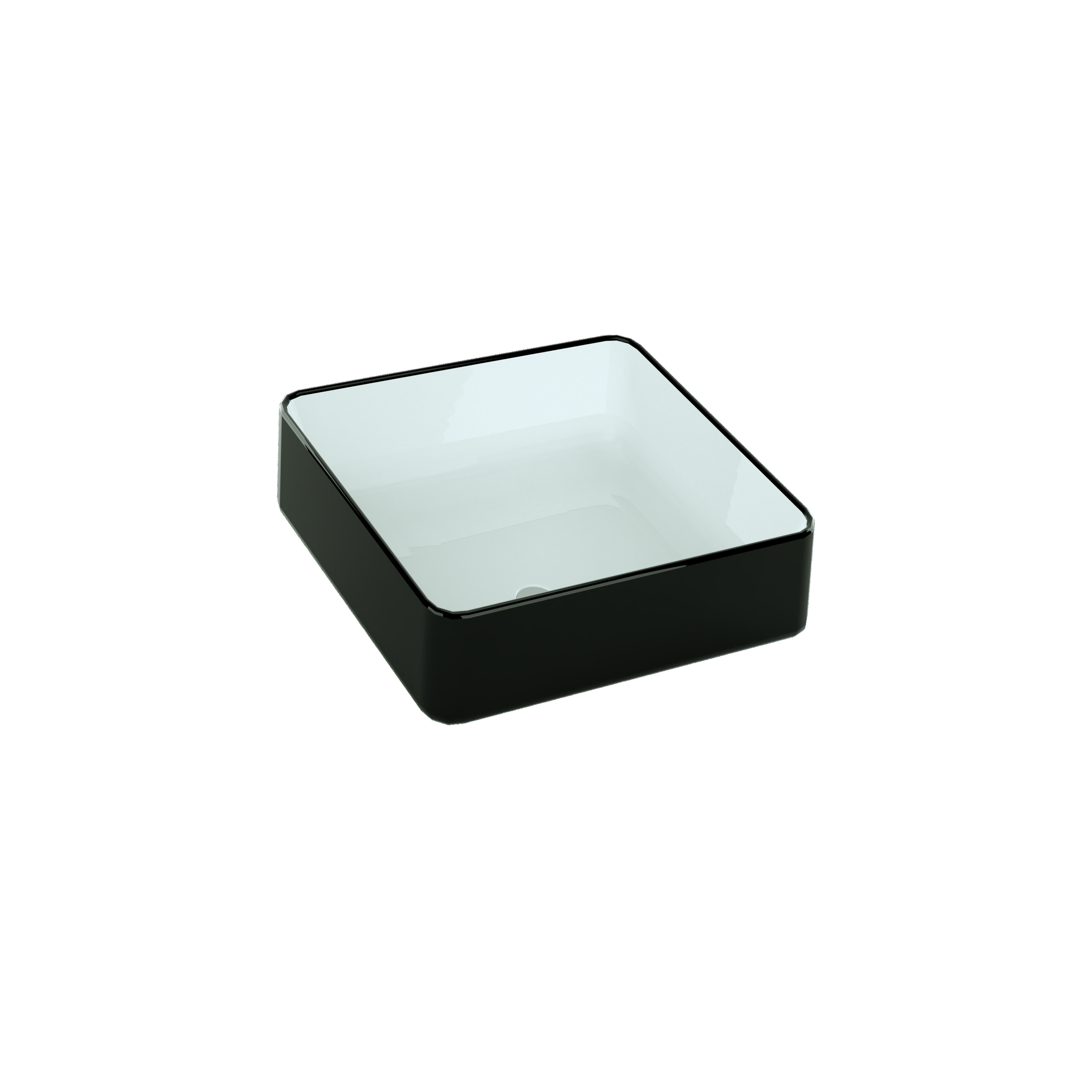 ABS 370x370x140mm Stella Gloss White/Matt Black Ceramic Soft Square Semi-Inset Basin