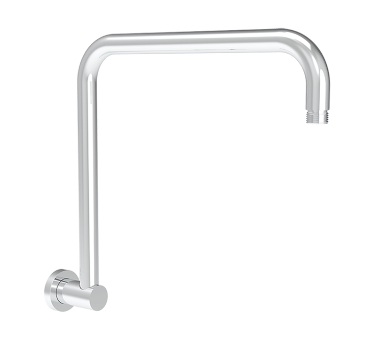 ACL Round Rectangle Curved Shower Arm  | Chrome, Gun Metal, Brushed Nickel, Matt Black, Brushed Gold