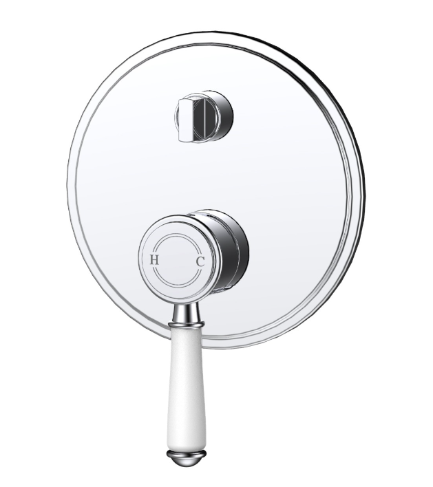 IKON CLASICO Wall Mixer Diverter with Ceramic Handle | Chrome, Brushed Nickel, Matte Black, Brushed Gold